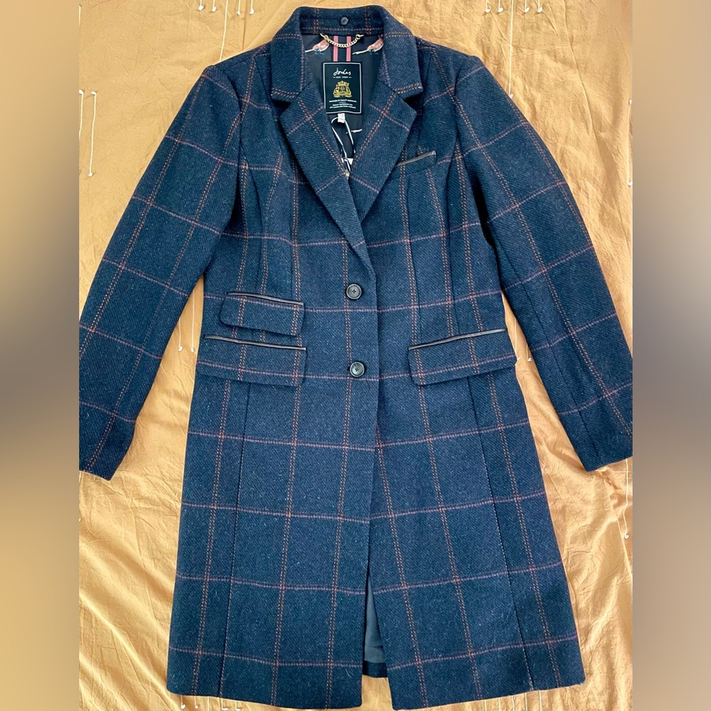 NWT Joules Langley Coat Navy Tweed